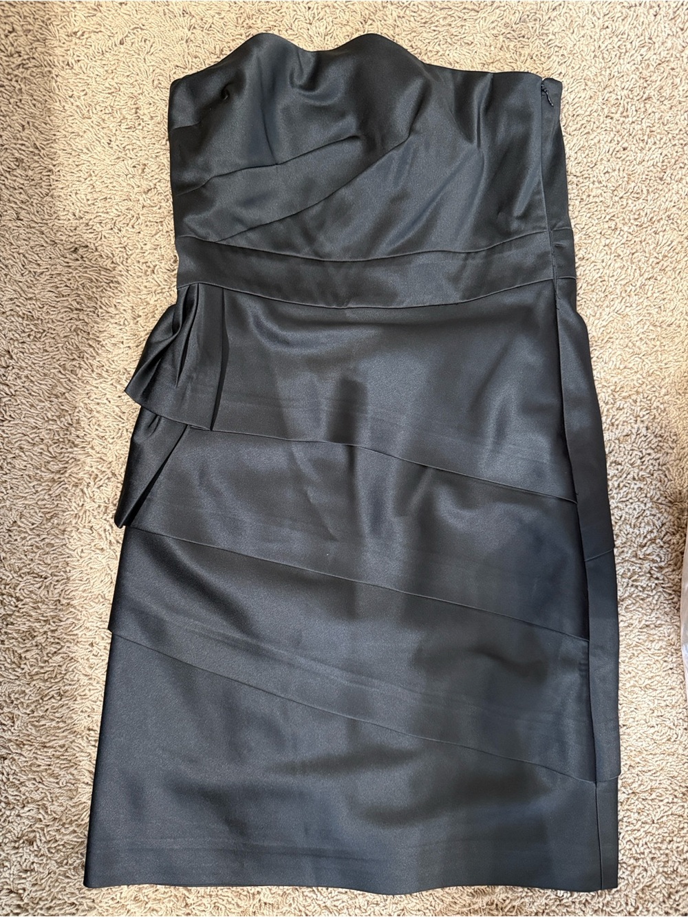 White House Black Market Black Strapless Tiered Cocktail Dress